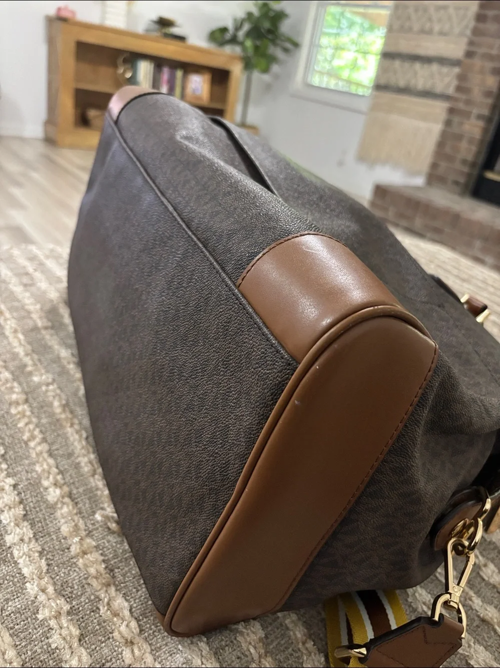 Michael Kors Signature Travel Weekender PVC Bag Brown Luggage Weekend Bag unisex